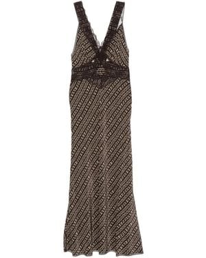 SIR. Lace-Panelled Printed Maxi Dress - Brown