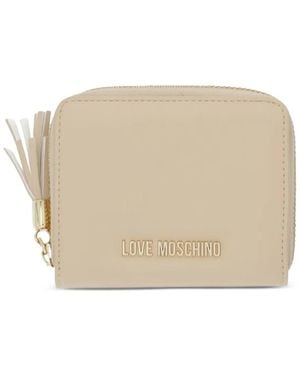 Love Moschino Logo-Plaque Tassel Wallet - Natural