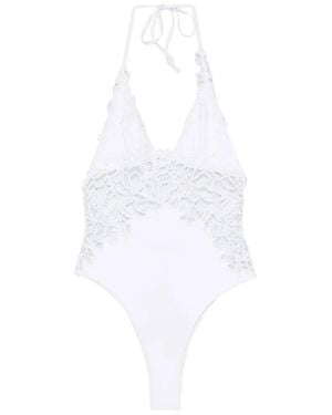 Ermanno Scervino Lace-Panel Halterneck Swimsuit - White