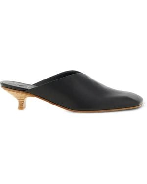 Vicini Square-Toe Kitten-Heel Mules - Black