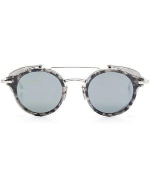 Thom Browne Tortoiseshell Round Mirrored Sunglasses - Grey