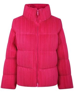 Emporio Armani Plissé-Effect Padded Coat - Pink