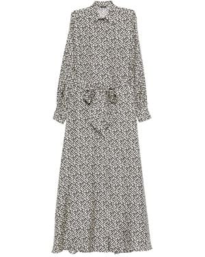 Kiton Tie-Waist Printed Dress - Grey