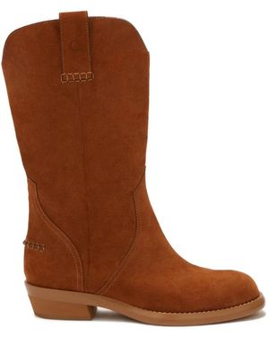 Odissi Frances Suede Cowboy Boots - Brown