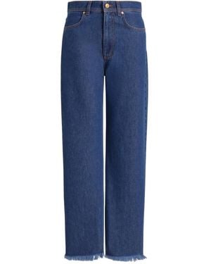 Alberta Ferretti Fringed-Hem Jeans - Blue