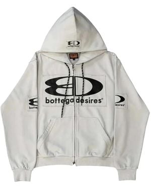 Bottega Desires Logo-Print Zip-Up Hoodie - White
