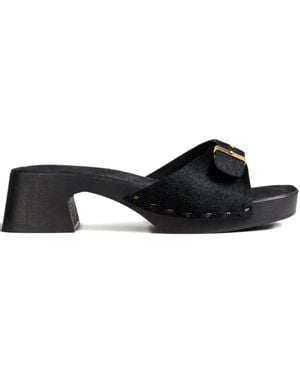 KHAITE Britt Clog Haircalf Buckle Mules - ブラック