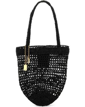 Chloé Summer Banana Shopping Kleine Raffia Strandtas - Zwart