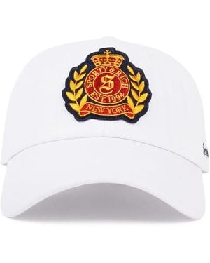 Sporty & Rich Crest-Patch Baseball Cap Hat - White