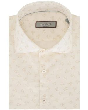 Canali Botanical Print Floral Shirt - White