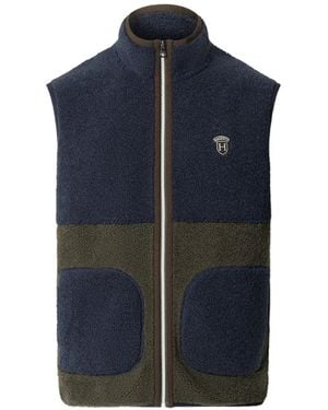 Hackett Colour-Block Fleece-Texture Gilet - Blue