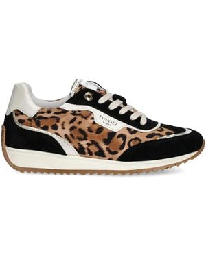 Twinset Leopard-Print Sneakers - Black