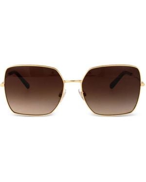 Dolce & Gabbana Square-Frame Metal Sunglasses - Brown
