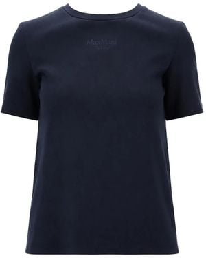 Max Mara Logo-Embroidered T-Shirt - Blue