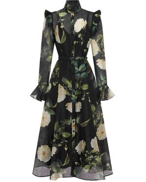 LEO LIN Floral-Print Ruffled Maxi Dress - Black