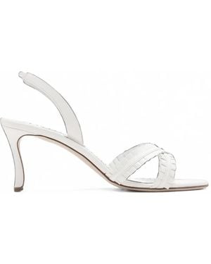 Manolo Blahnik Volusan Ruffled Leather Sandals - White