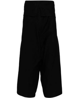 Yohji Yamamoto Drop-Crotch Cotton Trousers - Black