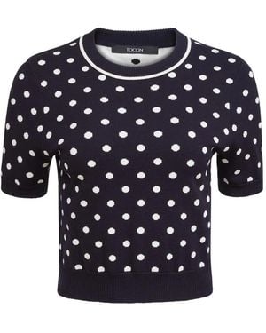 Toccin Birdie Short-Sleeve Sweater - Blue