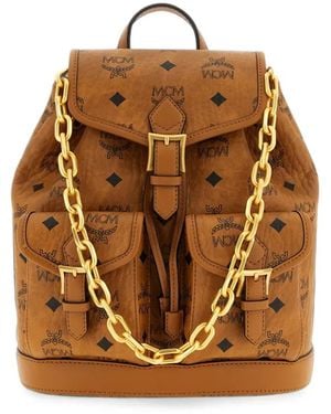 MCM Mochila Con Monograma Y Hebilla - Marrón