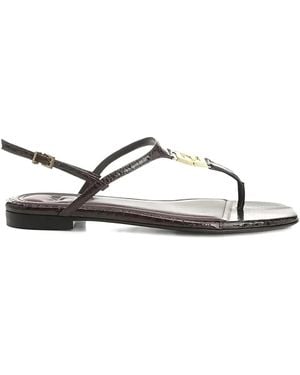 Fendi Fold Logo-Detail Leather Sandals - Brown