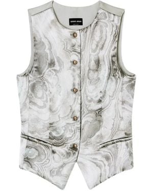 Giorgio Armani Jacquard Button Waistcoat - White