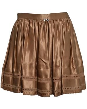 Rabanne Lace-Trim Pleated Mini Skirt - Brown