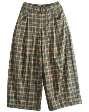 Free People About It Plaid Wide-Leg Pants - Green
