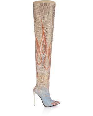 Philipp Plein Flame-Design Boots - White