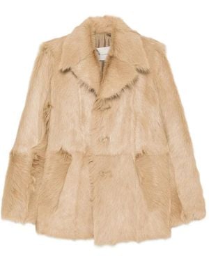 Ami Paris Notch-Lapel Coat - Natural