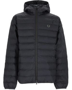 Fred Perry Quilted Hooded Puffer Jacket - Black