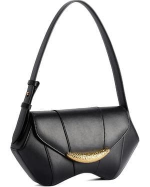 Giuseppe Zanotti Curved-shaped gold-tone hardware shoulder bag - Schwarz