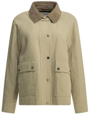 Brunello Cucinelli Corduroy-Collar Jacket - Natural