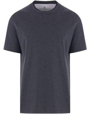 Brunello Cucinelli Camiseta con cuello redondo - Azul