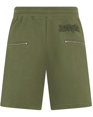 Moschino Logo-Embroidered Zip-Detail Shorts - Green