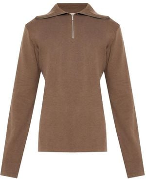 Entire studios Zip-Up Collared Sweater - Brown