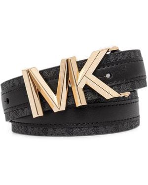 MICHAEL Michael Kors Mk Plaque Monogram Belt - Black