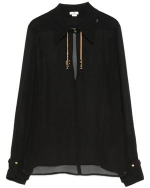 Elisabetta Franchi Chain-Detail Long-Sleeve Blouse - Black