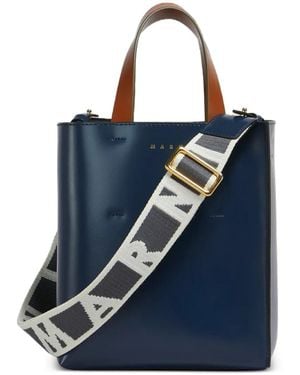 Marni Mini Museo Strukturierte Tote Bag - Blau