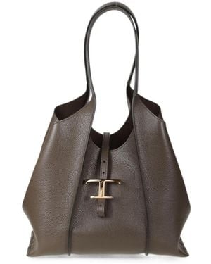 Tod's Tods Small T Timeless Leather Tote - Brown