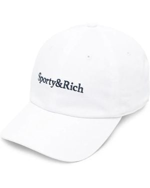 Sporty & Rich Embroidered-Logo Baseball Cap - White