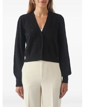 Twinset Knit Cardigan With Heart Pattern - Black