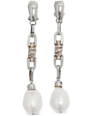 Ermanno Scervino Faux-Pearl Chain-Link Earrings - White
