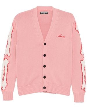 Amiri Bone Appliqué Cardigan - Pink