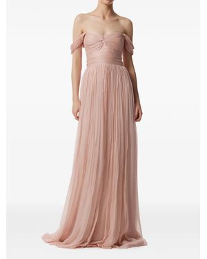 Framboise Robe Longue Roselyn En Soie À Épaules Dénudées - Pink