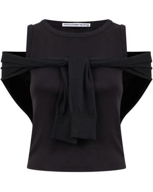 Alexander Wang Layered Tie-Front Tank Top - Black