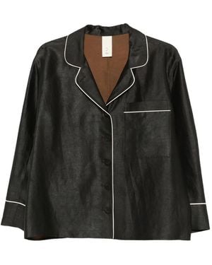 SOH Piped-Detail Buttoned Shirt - Black