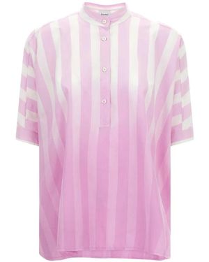 Nude Striped mandarin-collar shirt - Rosa