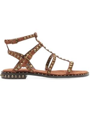 Ash Play Studded Cage Sandals - Brown