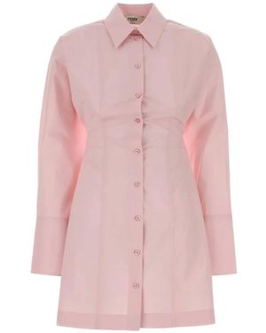 Fendi Panelled Poplin Shirt Dress - Pink