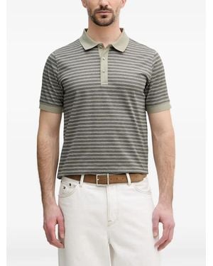 KARL LAGERFELD Horizontal-Stripe Polo Shirt - Grey